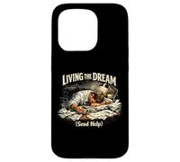 Custodia per iPhone 15 Pro "Vivere il sogno (Invia aiuto)", Divertente burnout in