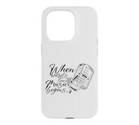 Custodia per iPhone 15 Pro When Words Leave Off Music Begins Microfono vintage