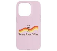 Custodia per iPhone 15 Pro Wine Tasting Drinker Peace Love Bottiglia di vino Bicchiere