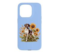 Custodia per iPhone 15 Pro Womens Girls Flowers Hunting Dog German Shorthaired Pointer