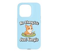 Custodia per iPhone 15 Pro Womens Girls Kawaii Meme No Thoughts Just Corgis Dog Lover