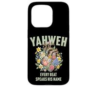 Custodia per iPhone 15 Pro Yahweh Boho floreale umano anatomico cuore ebraico ebraico