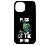 Custodia per iPhone 15 Puck of the Irish Leprechaun Hockey St Patricks Day Divertente