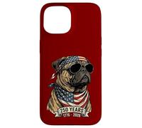 Custodia per iPhone 15 Pug Bandiera Americana 250 Anni 1776-2026 Bicentenario USA Cane
