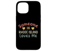 Custodia per iPhone 15 Qualcuno nel Rhode Island mi ama Retro Stati Uniti d'America