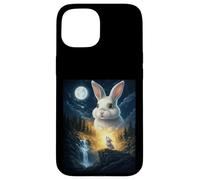 Custodia per iPhone 15 Rabbit Howling to The Moon Vintage Funny Rabbit