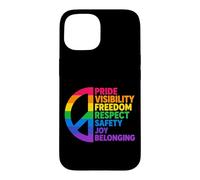Custodia per iPhone 15 Rainbow Peace Pride Visibilità Libertà Rispetto