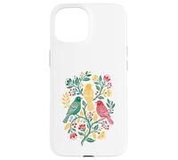 Custodia per iPhone 15 Rasta Reggae Roots Three Birds Jamaica Folk Art Floral