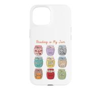 Custodia per iPhone 15 Reading is My Jam Bookworm Generi letterari Vasetti