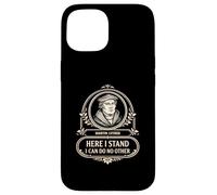 Custodia per iPhone 15 Reformed Theology Martin Lutero Here I Stand Citazione