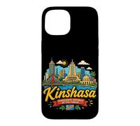 Custodia per iPhone 15 Regalo disegnato a mano Kinshasa DR Congo viaggio souvenir punto di riferimento
