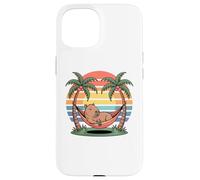 Custodia per iPhone 15 Relaxing capybara, Sunset, Palm tree, Summer capy vacation