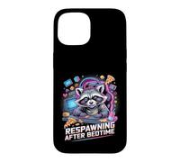 Custodia per iPhone 15 Respawning dopo Bedtime Raccoon Gamer