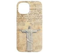 Custodia per iPhone 15 Retro Christ The Redeemer Illustration For Vintage Christian