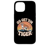 Custodia per iPhone 15 Retro Go Get'Em Tiger - Gatto motivazionale