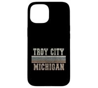Custodia per iPhone 15 Retro Troy città Michigan