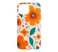 Custodia per iPhone 15 Retro Vintage Motivo Floreale Arancione Boho Hippie Garden