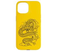 Custodia per iPhone 15 Retro Vintage Zodiac Lunar New Year Black Chinese Dragon
