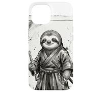 Custodia per iPhone 15 Samurai Bradipo Guerriero Arte Giapponese con Flauto Giappone Zen