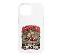 Custodia per iPhone 15 Santa Loves Toys Too Model Train Christmas
