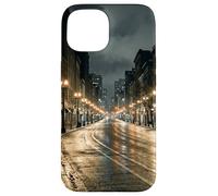Custodia per iPhone 15 Scena urbana della strada urbana delle luci della città piovosa