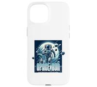 Custodia per iPhone 15 Sci Fi Space Run Run Ma non puoi nascondere l'astronauta