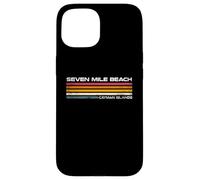 Custodia per iPhone 15 Seven Mile Beach Isole Cayman Design retrò a strisce