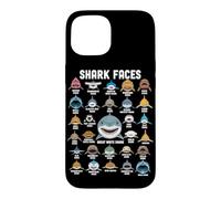Custodia per iPhone 15 Shark Faces Ocean Shark Amante Marine Tipi di squalo Divertente