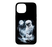 Custodia per iPhone 15 Silkie Pollo Ululando alla Luna 90's Retro
