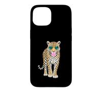 Custodia per iPhone 15 Simpatica pantera con occhiali a forma di cuore in gomma da masticare Sassy Animal Art