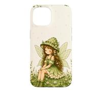 Custodia per iPhone 15 Simpatico caso verde della natura capricciosa di Cottagecore dei funghi