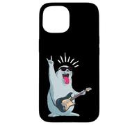 Custodia per iPhone 15 Simpatico sigillo Rockstar che suona la chitarra divertente design animale