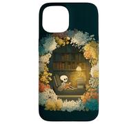 Custodia per iPhone 15 Skeleton Reading Nook Floral Librarian Bookshelf Cozy Flower
