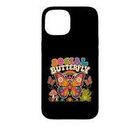 Custodia per iPhone 15 Sociale Farfalla Hippie Fiore Potenza Pace Vibes Ragazze Felice