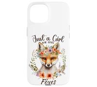 Custodia per iPhone 15 Solo una ragazza che ama volpi e fiori per ragazze amanti della volpe
