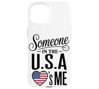Custodia per iPhone 15 Someone In The U S A Loves Me Heart Flag