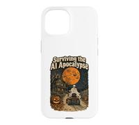 Custodia per iPhone 15 Sopravvivere allo scheletro di Halloween retrò dell'apocalisse IA
