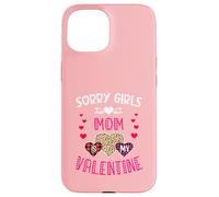 Custodia per iPhone 15 Sorry Girls Mommy Is My Valentine Hearts leopardo e plaid