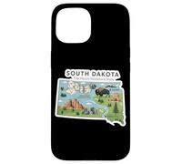 Custodia per iPhone 15 South Dakota Mappa del Dakota del Sud con il Monte Rushmore