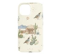 Custodia per iPhone 15 Southwestern Ranch Bunny Uccello Cactus Paese Acquerello