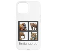 Custodia per iPhone 15 Specie in pericolo di estinzione Orangutan Tiger Elefanti