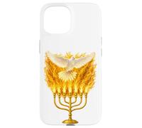 Custodia per iPhone 15 Spirito Santo Fuoco Menorah Shavuot Pentecoste