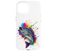 Custodia per iPhone 15 Splash Art Largemouth Bass Fishing