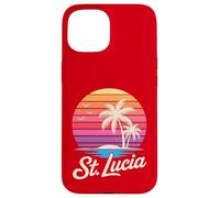 Custodia per iPhone 15 St Lucia Caraibi Vacanza Retro anni '80 Tropicale