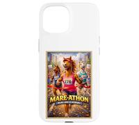 Custodia per iPhone 15 Stampa artistica con parodia di animali Fun Horse Mare Running Run Marathon