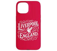 Custodia per iPhone 15 Stampa bianca vintage Liverpool Inghilterra Liverbird