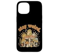 Custodia per iPhone 15 Stay Weird Frog Eccentrico Retro Y2K Hippie Estetica Muchrooms