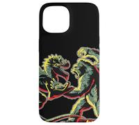 Custodia per iPhone 15 Stencil Mash Geek tra King Kong Skull Island e Gaw MonsterVerse