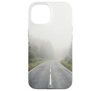 Custodia per iPhone 15 Strada Nebbiosa Foresta Moody Paesaggio Scena Minimale