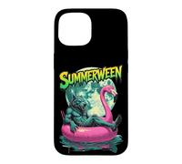 Custodia per iPhone 15 Summerween Werewolf Retro Horror Beach Halloween in estate